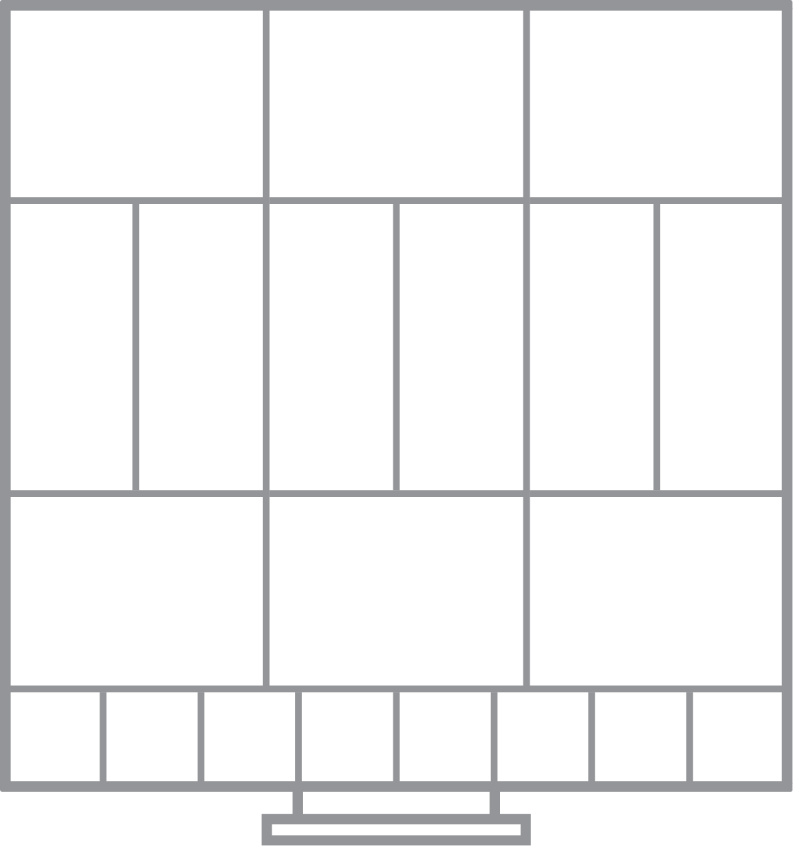 2D diagram of Operating Room Essentials custom-fit organizer. 