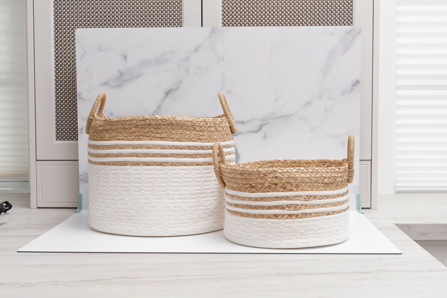 Studio image of one large and one small Sunshine Coast basket.